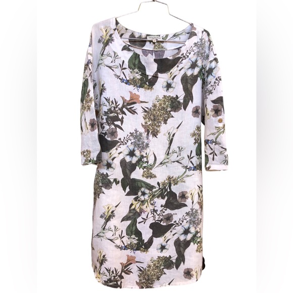 Linen Giulia Dal Piano Casual Floral Dress Size M - Picture 1 of 4